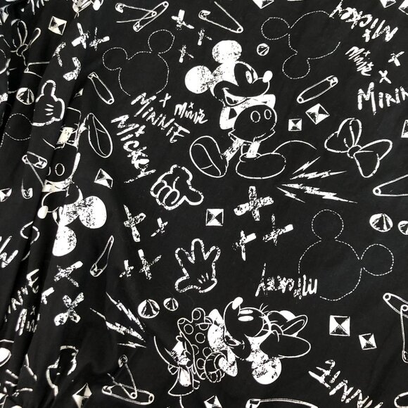 Disney Minnie & Mickey Mouse Print Sleeveless Dress Women 16 Black White Fit Fla - Picture 9 of 13